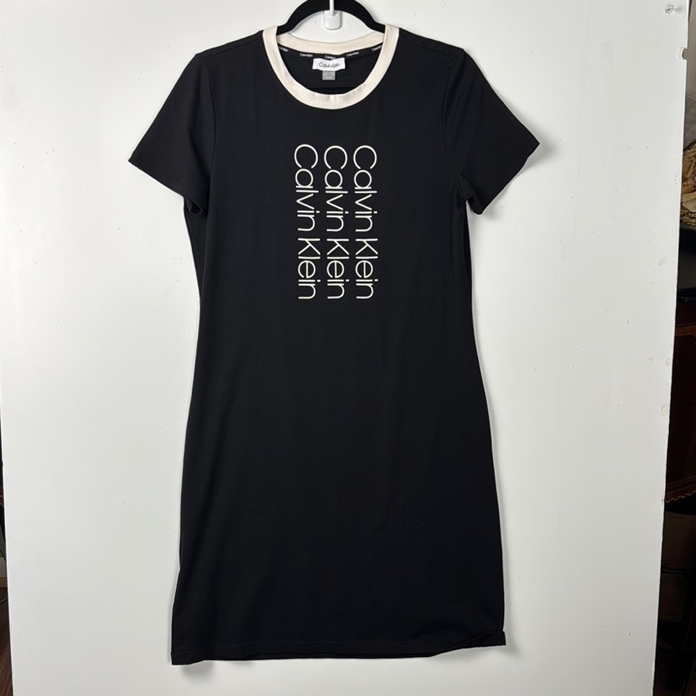 Calvin Klein Black and White Mini Dress Sz S/CP/P casual day dress, cover up